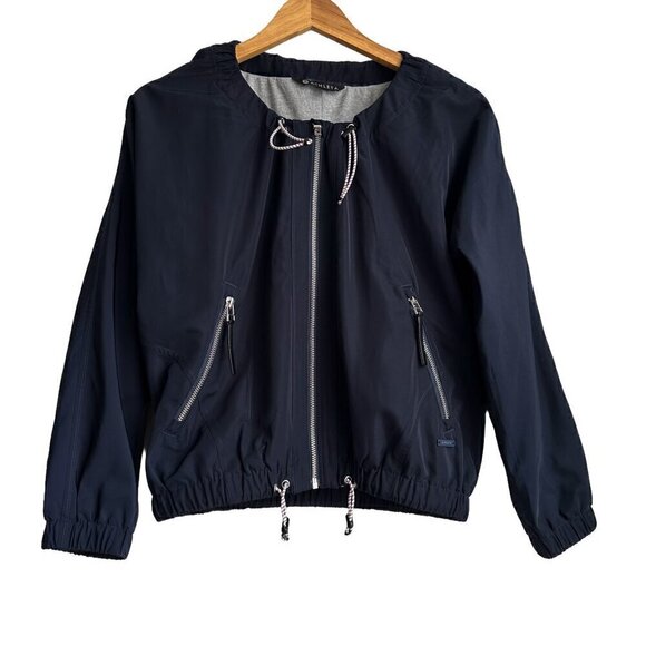 ATHLETA Chill Bomber Jacket - Sporty Drawstring Navy Blue - Picture 6 of 16